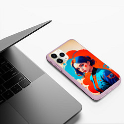 Чехол iPhone 11 Pro матовый Девушка в брызгах краски, цвет: 3D-розовый — фото 2