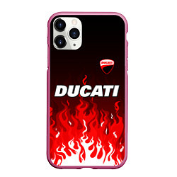 Чехол iPhone 11 Pro матовый Ducati- красное пламя, цвет: 3D-малиновый