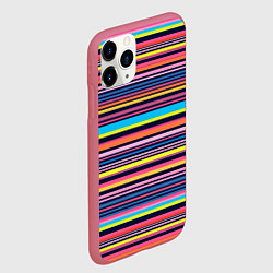 Чехол iPhone 11 Pro матовый Яркие полоски, цвет: 3D-малиновый — фото 2