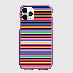 Чехол iPhone 11 Pro матовый Яркие полоски, цвет: 3D-фиолетовый