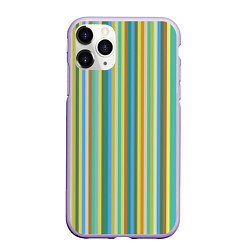 Чехол iPhone 11 Pro матовый Вертикальные разноцветные пполсы, цвет: 3D-светло-сиреневый