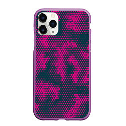 Чехол iPhone 11 Pro матовый Спортивный паттерн камуфляж, цвет: 3D-фиолетовый