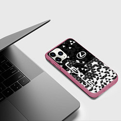 Чехол iPhone 11 Pro матовый Лексус - распад, цвет: 3D-малиновый — фото 2