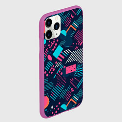 Чехол iPhone 11 Pro матовый Абстракция синяя паттерн, цвет: 3D-фиолетовый — фото 2