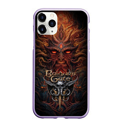 Чехол iPhone 11 Pro матовый Baldurs Gate 3 logo demon, цвет: 3D-светло-сиреневый