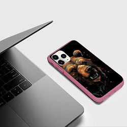 Чехол iPhone 11 Pro матовый Бурый медведь, цвет: 3D-малиновый — фото 2