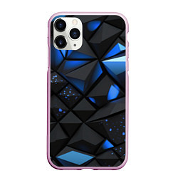 Чехол iPhone 11 Pro матовый Blue black texture, цвет: 3D-розовый