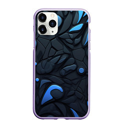 Чехол iPhone 11 Pro матовый Blue black abstract texture, цвет: 3D-светло-сиреневый