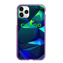 Чехол iPhone 11 Pro матовый CSGO blue green gradient, цвет: 3D-фиолетовый