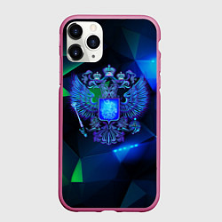 Чехол iPhone 11 Pro матовый Неоновый герб РФ, цвет: 3D-малиновый