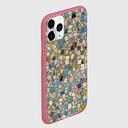 Чехол iPhone 11 Pro матовый Мозаика белая разноцветная, цвет: 3D-малиновый — фото 2
