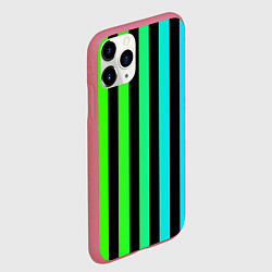 Чехол iPhone 11 Pro матовый Цветные полоски, цвет: 3D-малиновый — фото 2