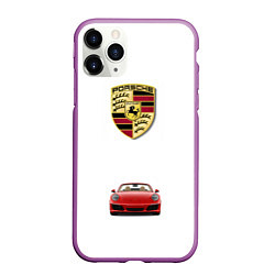 Чехол iPhone 11 Pro матовый Porsche car, цвет: 3D-фиолетовый