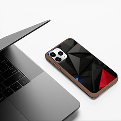 Чехол iPhone 11 Pro матовый Black blue red elements, цвет: 3D-коричневый — фото 2