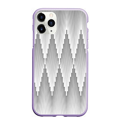 Чехол iPhone 11 Pro матовый Серые длинные ромбы, цвет: 3D-светло-сиреневый