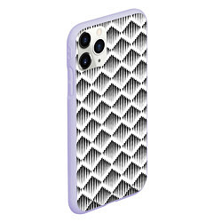 Чехол iPhone 11 Pro матовый Ромбы из черных треугольников, цвет: 3D-светло-сиреневый — фото 2