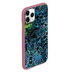 Чехол iPhone 11 Pro матовый Мозаичный узор в синих и зеленых тонах, цвет: 3D-малиновый — фото 2