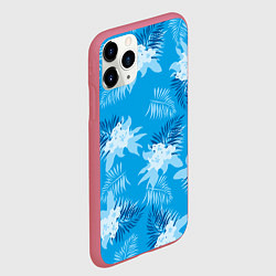 Чехол iPhone 11 Pro матовый Синие цветы - Vice city - new ver, цвет: 3D-малиновый — фото 2