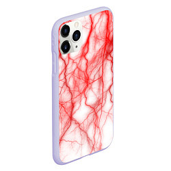 Чехол iPhone 11 Pro матовый Белый фон и красные молнии, цвет: 3D-светло-сиреневый — фото 2