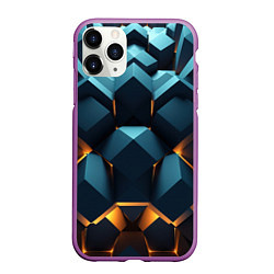 Чехол iPhone 11 Pro матовый Объемные неровные плиты, цвет: 3D-фиолетовый
