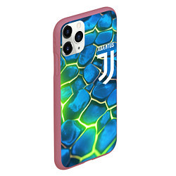 Чехол iPhone 11 Pro матовый Juventus blue green neon, цвет: 3D-малиновый — фото 2