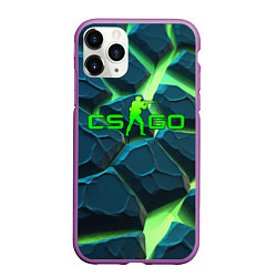 Чехол iPhone 11 Pro матовый CSGO разлом зеленых плит, цвет: 3D-фиолетовый
