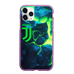 Чехол iPhone 11 Pro матовый Juventus green neon, цвет: 3D-фиолетовый