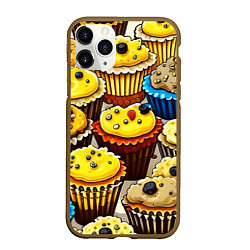 Чехол iPhone 11 Pro матовый Вкусный принт - кексы от нейросети, цвет: 3D-коричневый