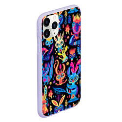 Чехол iPhone 11 Pro матовый Космические монстрики, цвет: 3D-светло-сиреневый — фото 2