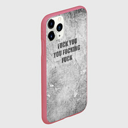 Чехол iPhone 11 Pro матовый F*ck you you F*cking F*ck на стене, цвет: 3D-малиновый — фото 2