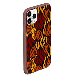 Чехол iPhone 11 Pro матовый Hot Flames - паттерн, цвет: 3D-коричневый — фото 2