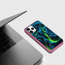 Чехол iPhone 11 Pro матовый Зеленая кислотная текстура с плитами, цвет: 3D-малиновый — фото 2