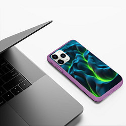 Чехол iPhone 11 Pro матовый Зеленая кислотная текстура с плитами, цвет: 3D-фиолетовый — фото 2