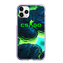 Чехол iPhone 11 Pro матовый CSGO зеленые разломленные плиты, цвет: 3D-светло-сиреневый