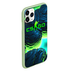 Чехол iPhone 11 Pro матовый CSGO зеленые разломленные плиты, цвет: 3D-салатовый — фото 2