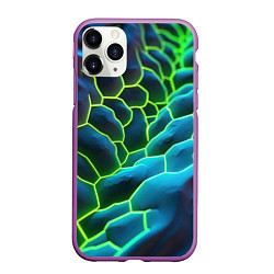 Чехол iPhone 11 Pro матовый Зеленые текстурные плиты, цвет: 3D-фиолетовый