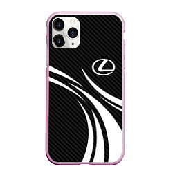 Чехол iPhone 11 Pro матовый Lexus - carbon line, цвет: 3D-розовый