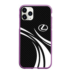 Чехол iPhone 11 Pro матовый Lexus - carbon line, цвет: 3D-фиолетовый