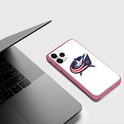 Чехол iPhone 11 Pro матовый Columbus blue jackets - Sergey Bobrovsky, цвет: 3D-малиновый — фото 2