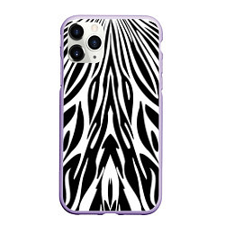 Чехол iPhone 11 Pro матовый Черная абстракция зебра, цвет: 3D-светло-сиреневый