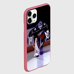 Чехол iPhone 11 Pro матовый Sergey Bobrovsky - goalkeeper - Columbus blue jack, цвет: 3D-малиновый — фото 2