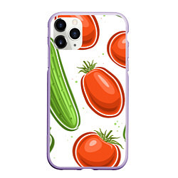 Чехол iPhone 11 Pro матовый Помидоры и огурцы, цвет: 3D-светло-сиреневый