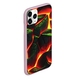 Чехол iPhone 11 Pro матовый Зеленые плиты и лава, цвет: 3D-розовый — фото 2