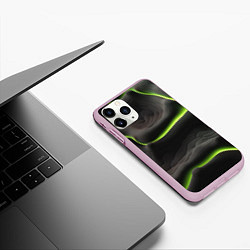 Чехол iPhone 11 Pro матовый Green black texture, цвет: 3D-розовый — фото 2