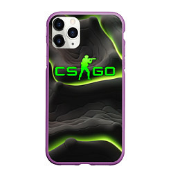 Чехол iPhone 11 Pro матовый CSGO green black logo, цвет: 3D-фиолетовый