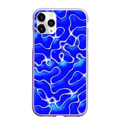 Чехол iPhone 11 Pro матовый Синий волнистый рисунок, цвет: 3D-светло-сиреневый