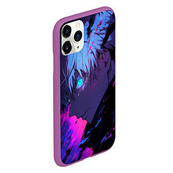 Чехол iPhone 11 Pro матовый Сатору Годжо - Магическая битва - неон, цвет: 3D-фиолетовый — фото 2