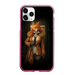 Чехол iPhone 11 Pro матовый Девушка лиса детектив, цвет: 3D-малиновый