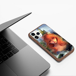 Чехол iPhone 11 Pro матовый Аниме девушка лиса, цвет: 3D-коричневый — фото 2