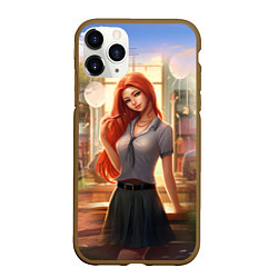 Чехол iPhone 11 Pro матовый Девушка лисица ученица, цвет: 3D-коричневый